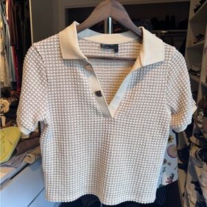 Unbranded Cream Textured Polo Short Sleeve Top